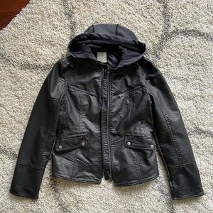 Free People Monroe Hooded Vegan Leather Jacket